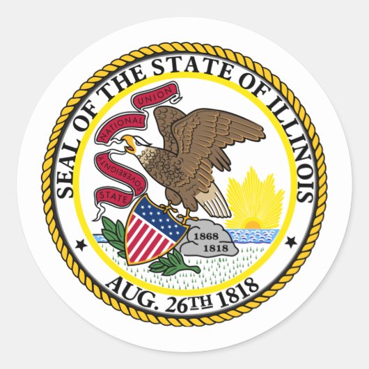 Illinois Seal, Illinois Ronde Sticker (Voorkant)