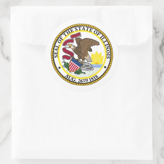 Illinois Seal, Illinois Ronde Sticker (Tas)