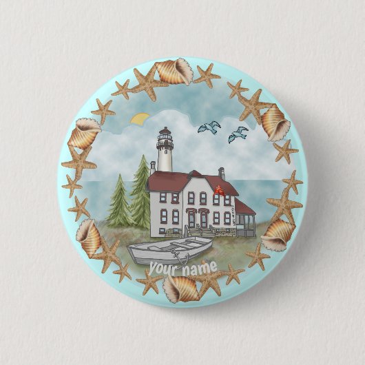 Illinois Shells Lighthouse pin badge Ronde Button 5,7 Cm (Voorkant)