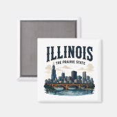 Illinois Silhouet en Prairie Erfgoed Magneet (Voorkant / Achterkant)
