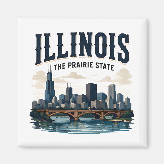 Illinois Silhouet en Prairie Erfgoed Magneet (Voorkant)