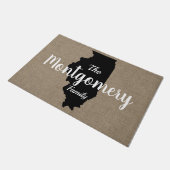 Illinois Silhouette en Faux Burlap Hand Lettering Deurmat (Schuin)