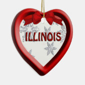 Illinois Snowflake Heart Kerstmis Keramisch Ornament (Rechts)