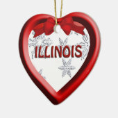 Illinois Snowflake Heart Kerstmis Keramisch Ornament (Links)