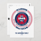 Illinois, Springfield, IL, Patriottisch, Monogram Briefkaart (Voorkant / Achterkant)