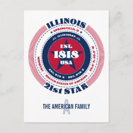 Illinois, Springfield, IL, Patriottisch, Monogram Briefkaart