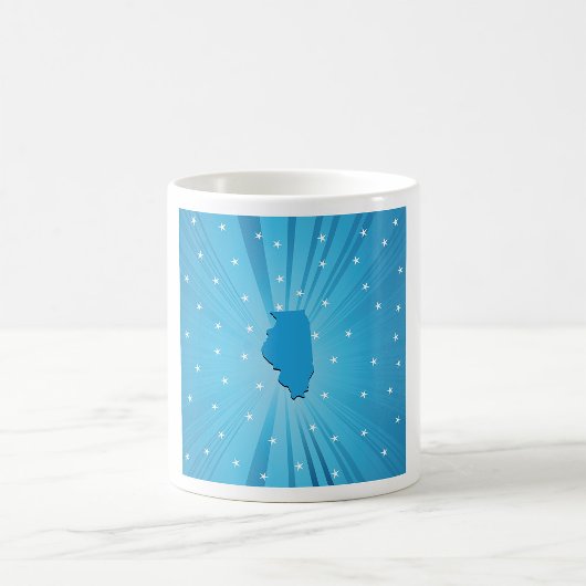 Illinois Staat Silhouette Blauwe Sterrenexplosie Koffiemok