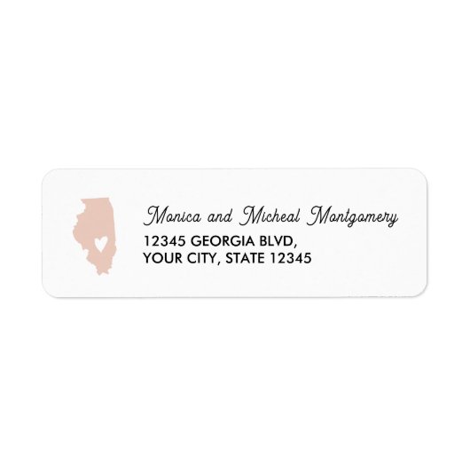 ILLINOIS Staatkaart met Hart - ELKE KLEUR! Etiket (Voorkant)