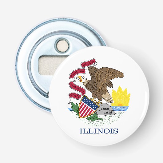 Illinois Staatsvlag Button Flesopener (Voorkant)