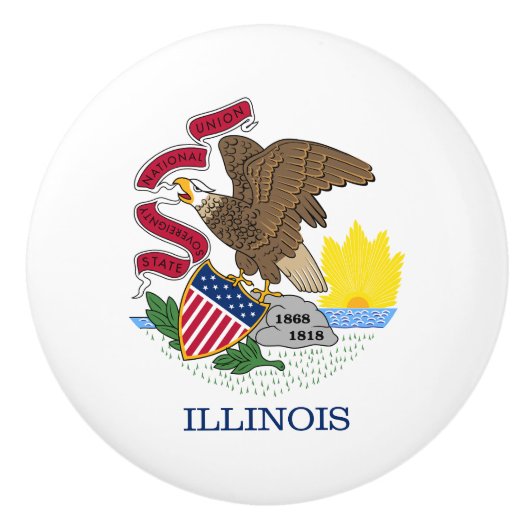 Illinois Staatsvlag Keramische Knop (Voorkant)
