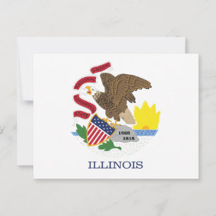 Illinois Staatsvlag Land van Lincoln Adelaar Zegel Briefkaart