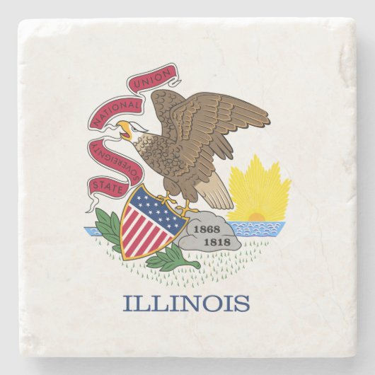 Illinois Staatsvlag Stenen Onderzetter (Voorkant)