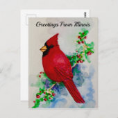 Illinois State Bird Handsome Kardinaal Briefkaart (Voorkant / Achterkant)