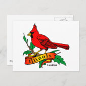 Illinois State Bird - Kardinaal Briefkaart (Voorkant / Achterkant)