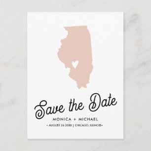 ILLINOIS State Destination Wedding any COLOR! Aankondigingskaart