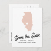 ILLINOIS State Destination Wedding any COLOR! Aankondigingskaart (Voorkant / Achterkant)