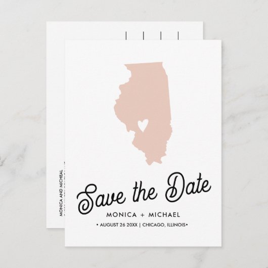 ILLINOIS State Destination Wedding any COLOR! Aankondigingskaart (Voorkant / Achterkant)