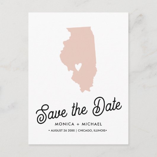 ILLINOIS State Destination Wedding any COLOR! Aankondigingskaart (Voorkant)