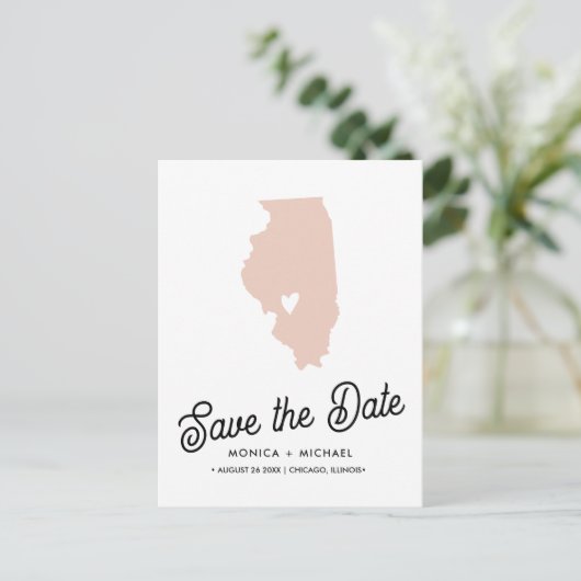 ILLINOIS State Destination Wedding any COLOR! Aankondigingskaart (Staand voorkant)