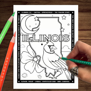 Illinois State Feiten Kleurplaat Flyer