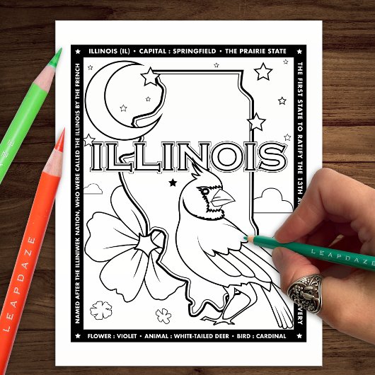 Illinois State Feiten Kleurplaat Flyer