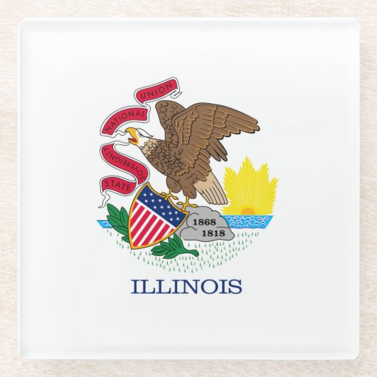 Illinois State Flag Design Decor Glazen Onderzetter (Voorkant)
