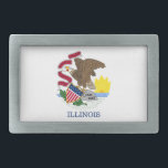 ILLINOIS STATE FLAG GESP<br><div class="desc">De vlag van de staat Illinois bestaat uit het zegel van Illinois op een witte achtergrond,  met het woord "Illinois" onder het zegel.</div>