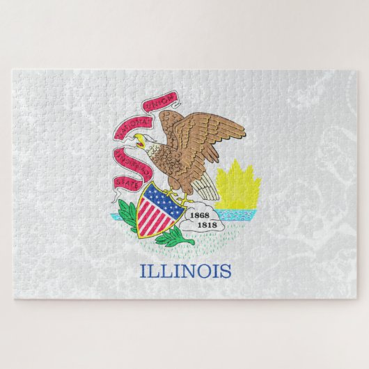 Illinois State Flag Grunge Legpuzzel (Horizontaal)