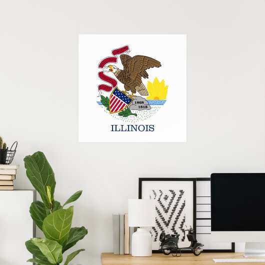 Illinois State Flag Poster (Thuiskantoor)