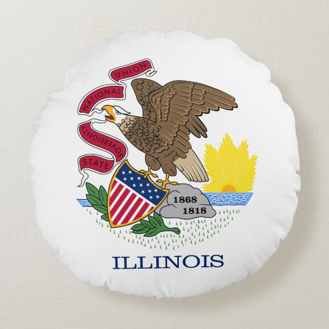 Illinois State Flag Rond Kussen (Voorkant)