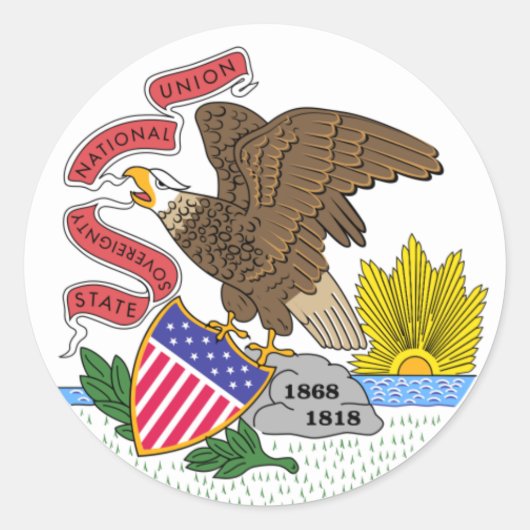 Illinois State Flag Ronde Sticker (Voorkant)
