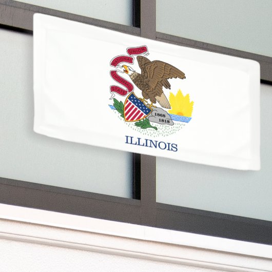 Illinois State Flag Spandoek (Buitenkant Gebouw)