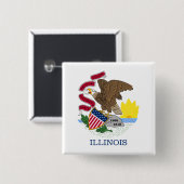 Illinois State Flag Vierkante Button 5,1 Cm (Voorkant /achterkant)