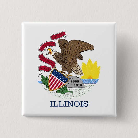 Illinois State Flag Vierkante Button 5,1 Cm (Voorkant)