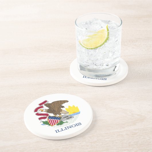 Illinois State Flag Zandsteen Onderzetter (Zijkant)