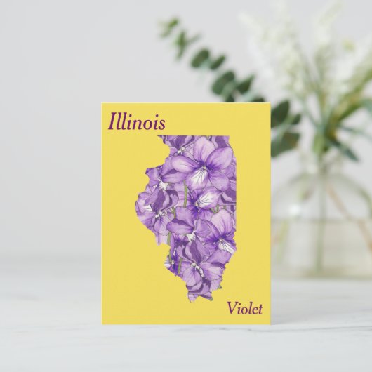 Illinois State Flower Collage Map Briefkaart (Staand voorkant)