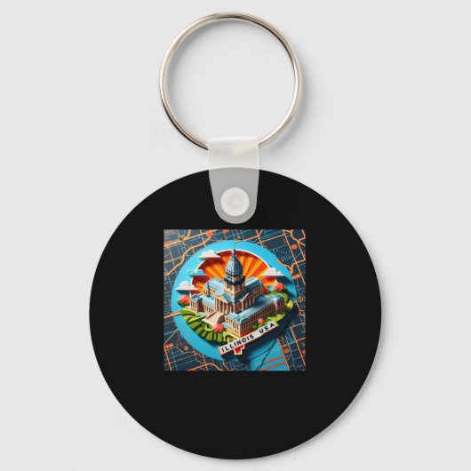 Illinois State in de Verenigde Staten Sticker Sleutelhanger (Voorkant)