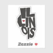 Illinois State Kaart Typografisch met Hart Sticker (Vel)