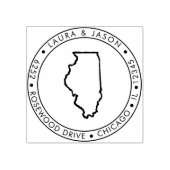 Illinois State Map Retouradres Wood Art Stamp Rubberstempel (Afrduk)