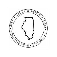 Illinois State Map Retouradres Wood Art Stamp