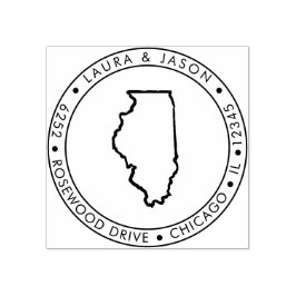 Illinois State Map Retouradres Wood Art Stamp Rubberstempel