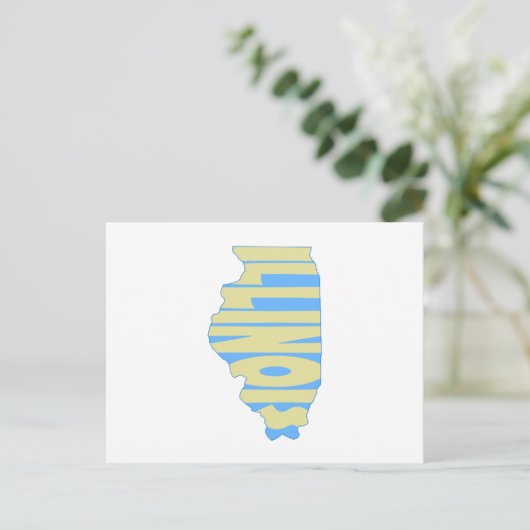 Illinois State Name Word Art Yellow Briefkaart (Staand voorkant)