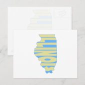 Illinois State Name Word Art Yellow Briefkaart (Voorkant / Achterkant)