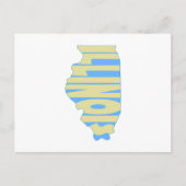 Illinois State Name Word Art Yellow Briefkaart (Voorkant)