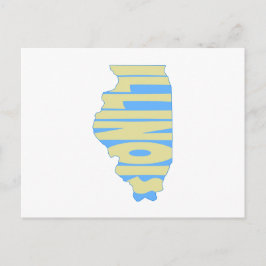 Illinois State Name Word Art Yellow Briefkaart