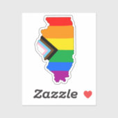 Illinois State Pride LGBTQ Progress Pride Sticker (Vel)