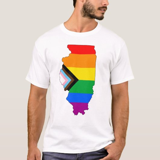 Illinois State Pride LGBTQ Progress Pride T-shirt (Voorkant)