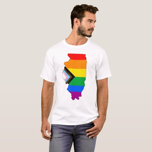 Illinois State Pride LGBTQ Progress Pride T-shirt (Voorkant volledig)