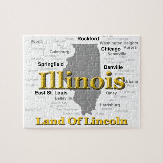 Illinois State Pride Map Silhouette Legpuzzel (Horizontaal)