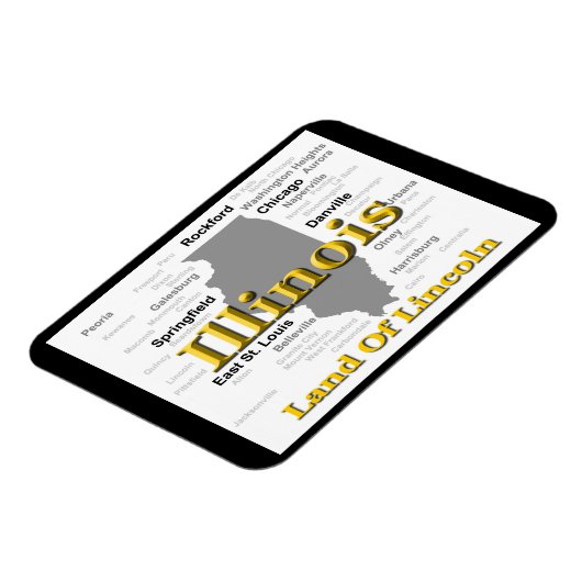 Illinois State Pride Map Silhouette Magneet (Linkerzijde)